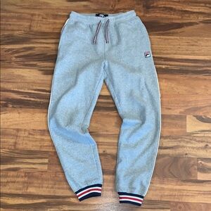 Fila Gray Sweatpants with Striped Cuffs